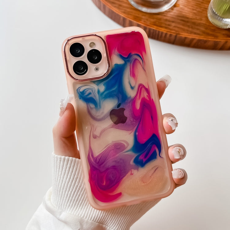 For iPhone 11 Pro Oil Painting Electroplating TPU Phone Case(Pink) - iPhone 11 Pro Cases by PMC TechLife | Online Shopping South Africa | PMC TechLife