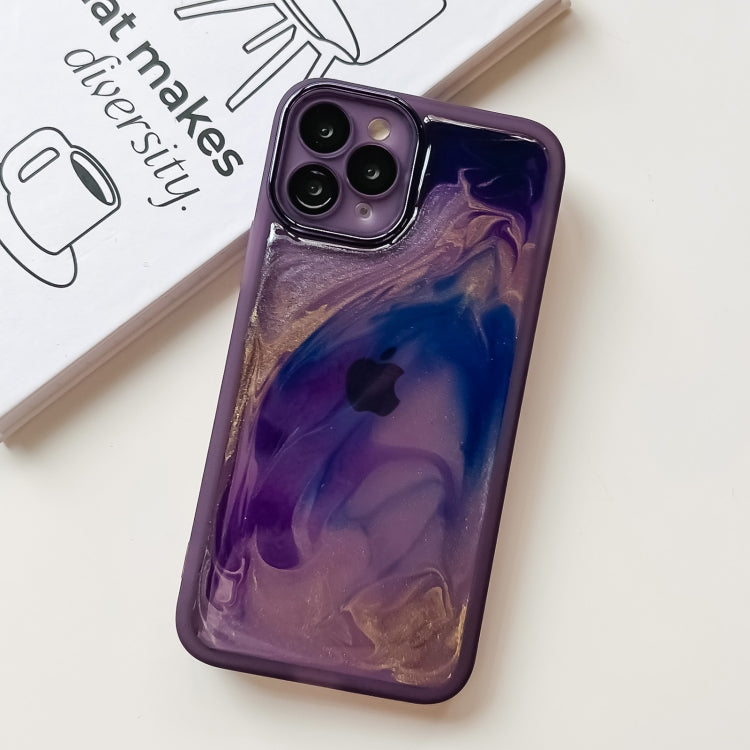 For iPhone 11 Pro Oil Painting Electroplating TPU Phone Case(Purple) - iPhone 11 Pro Cases by PMC TechLife | Online Shopping South Africa | PMC TechLife