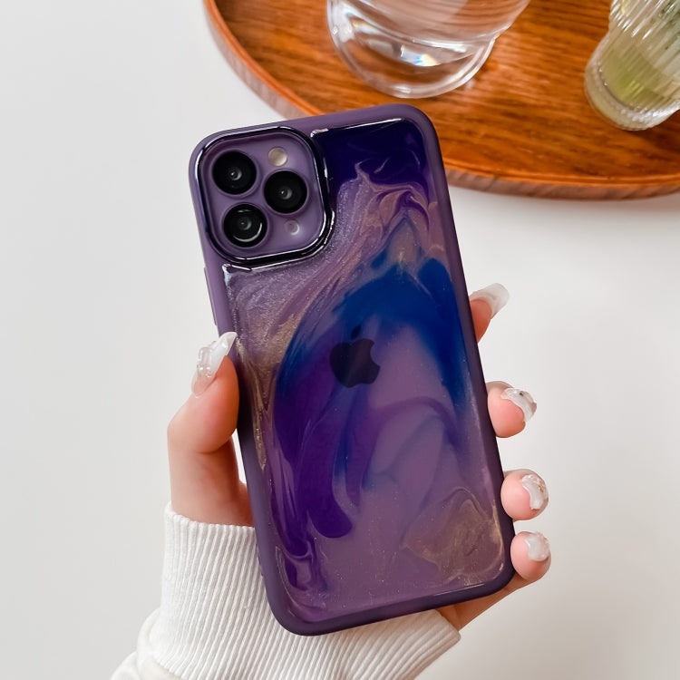 For iPhone 11 Pro Oil Painting Electroplating TPU Phone Case(Purple) - iPhone 11 Pro Cases by PMC TechLife | Online Shopping South Africa | PMC TechLife