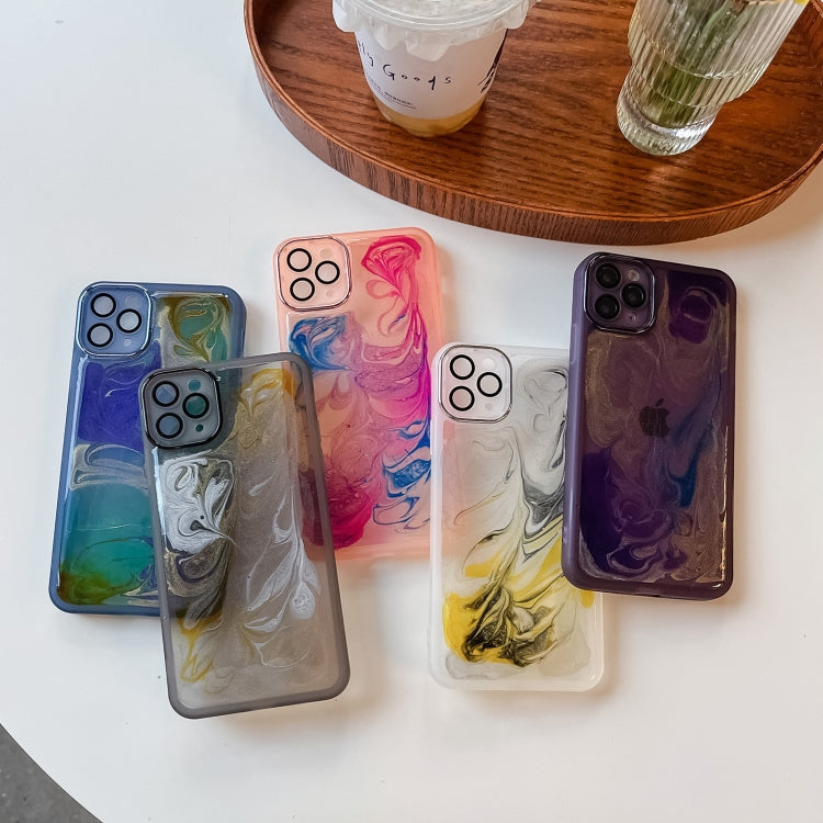 For iPhone 11 Pro Max Oil Painting Electroplating TPU Phone Case(Pink) - iPhone 11 Pro Max Cases by PMC TechLife | Online Shopping South Africa | PMC TechLife