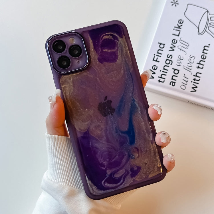 For iPhone 11 Pro Max Oil Painting Electroplating TPU Phone Case(Purple) - iPhone 11 Pro Max Cases by PMC TechLife | Online Shopping South Africa | PMC TechLife