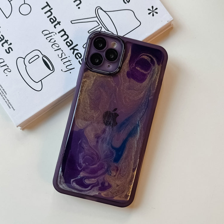 For iPhone 11 Pro Max Oil Painting Electroplating TPU Phone Case(Purple) - iPhone 11 Pro Max Cases by PMC TechLife | Online Shopping South Africa | PMC TechLife