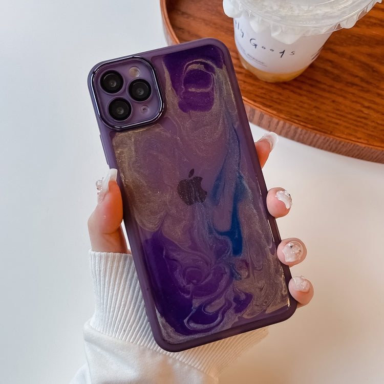 For iPhone 11 Pro Max Oil Painting Electroplating TPU Phone Case(Purple) - iPhone 11 Pro Max Cases by PMC TechLife | Online Shopping South Africa | PMC TechLife