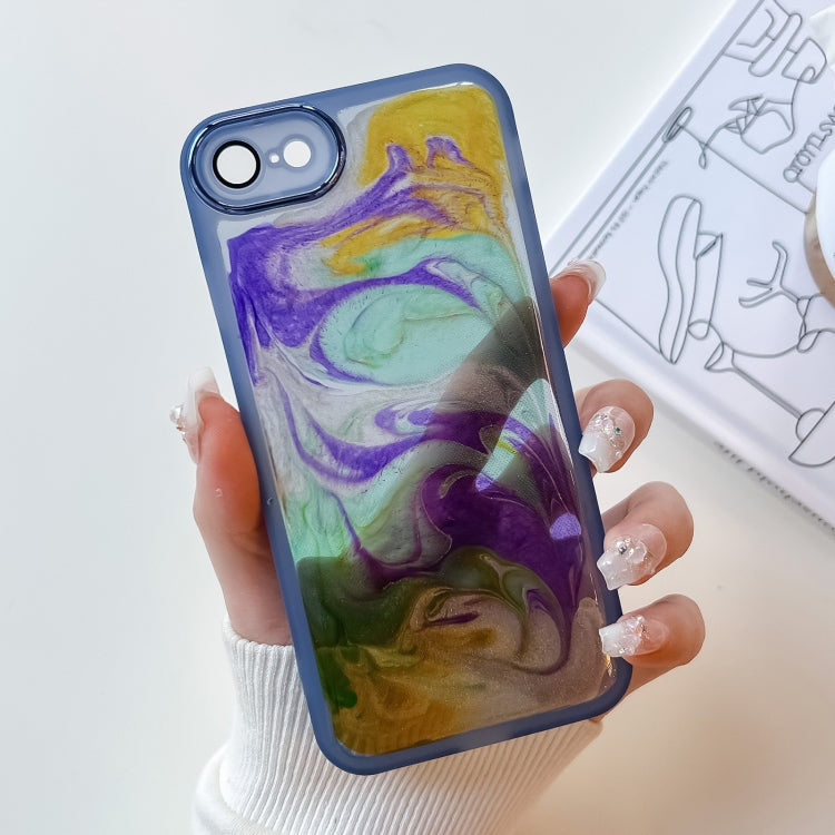 For iPhone SE 2022/2020 / 8 / 7 Oil Painting Electroplating TPU Phone Case(Blue) - iPhone SE 2022 / 2020 / 8 / 7 Cases by PMC TechLife | Online Shopping South Africa | PMC TechLife