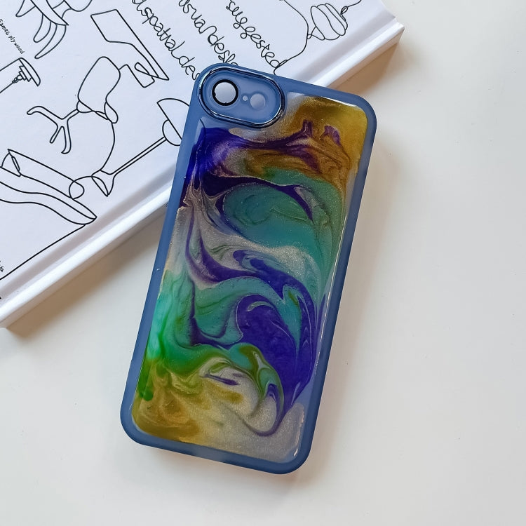 For iPhone SE 2022/2020 / 8 / 7 Oil Painting Electroplating TPU Phone Case(Blue) - iPhone SE 2022 / 2020 / 8 / 7 Cases by PMC TechLife | Online Shopping South Africa | PMC TechLife