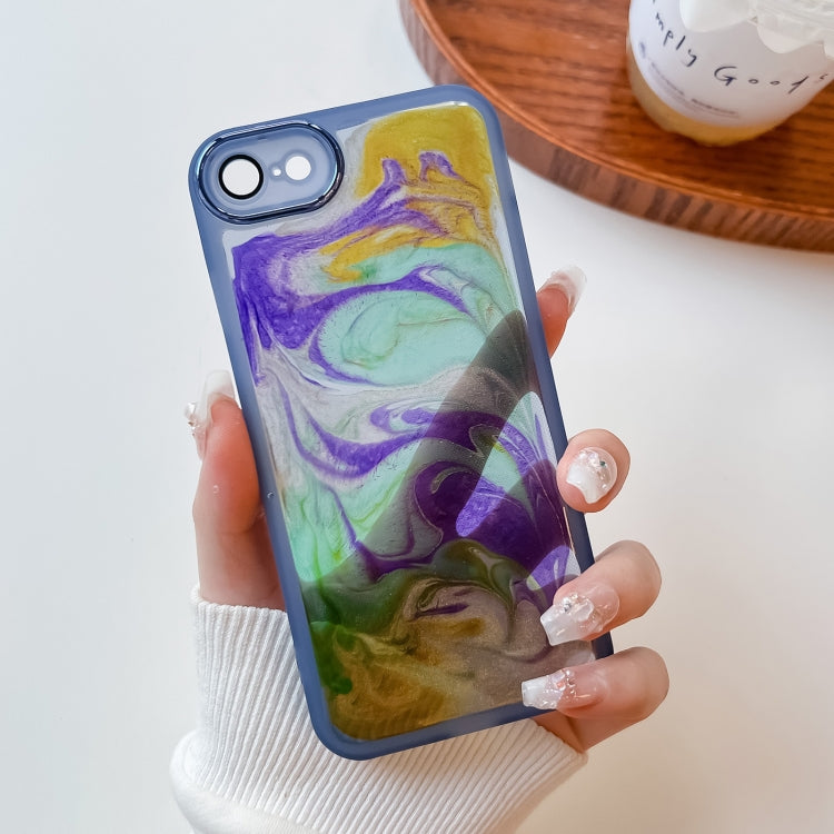 For iPhone SE 2022/2020 / 8 / 7 Oil Painting Electroplating TPU Phone Case(Blue) - iPhone SE 2022 / 2020 / 8 / 7 Cases by PMC TechLife | Online Shopping South Africa | PMC TechLife