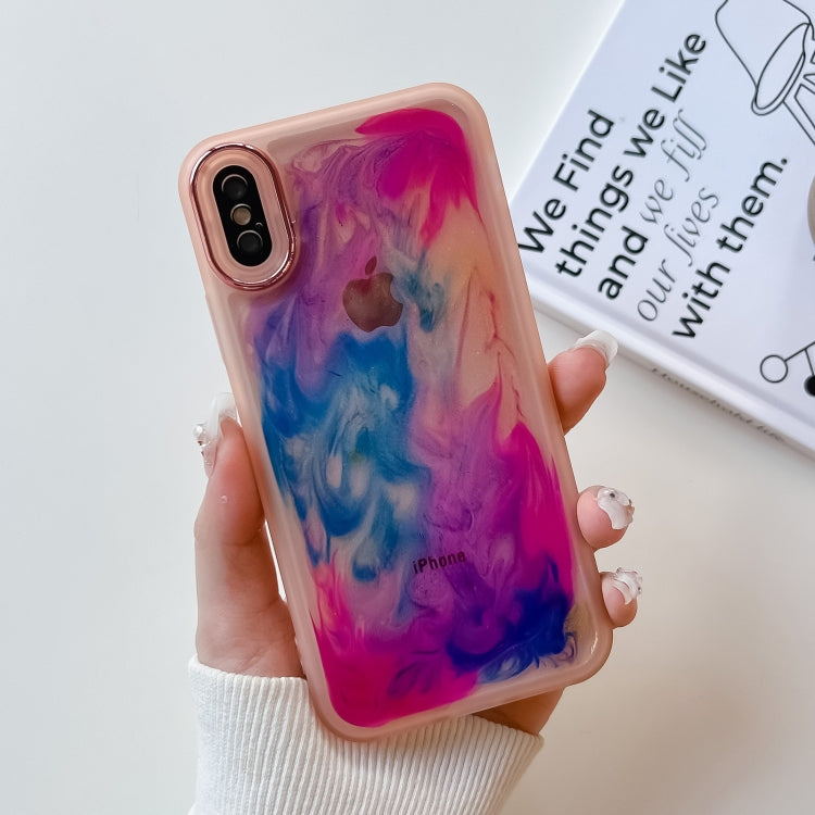 For iPhone X / XS Oil Painting Electroplating TPU Phone Case(Pink) - More iPhone Cases by PMC TechLife | Online Shopping South Africa | PMC TechLife