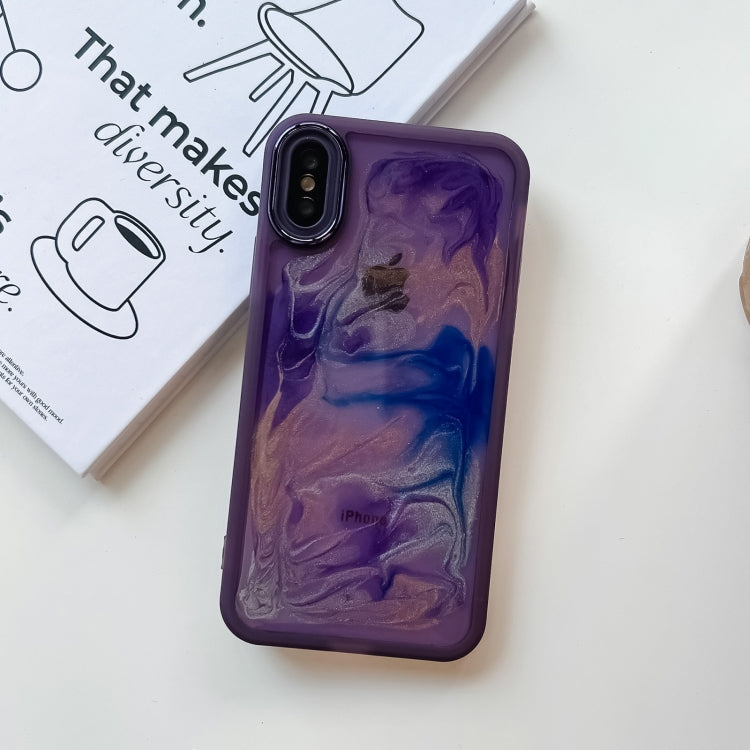 For iPhone X / XS Oil Painting Electroplating TPU Phone Case(Purple) - More iPhone Cases by PMC Jewellery | Online Shopping South Africa | PMC Jewellery