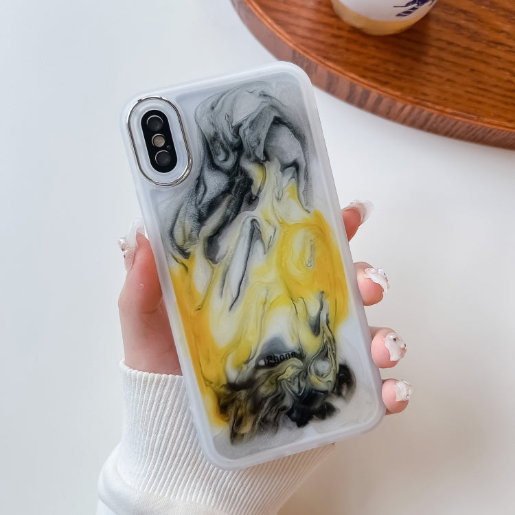 For iPhone X / XS Oil Painting Electroplating TPU Phone Case(White) - More iPhone Cases by PMC TechLife | Online Shopping South Africa | PMC TechLife