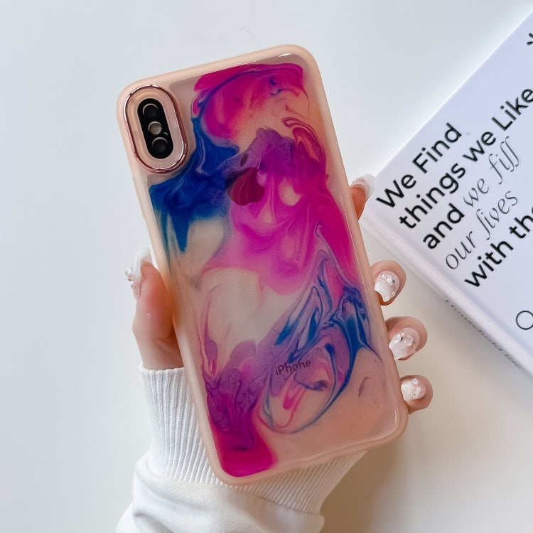 For iPhone XS Max Oil Painting Electroplating TPU Phone Case(Pink) - More iPhone Cases by PMC TechLife | Online Shopping South Africa | PMC TechLife