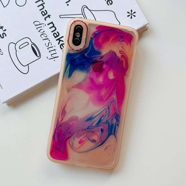 For iPhone XS Max Oil Painting Electroplating TPU Phone Case(Pink) - More iPhone Cases by PMC TechLife | Online Shopping South Africa | PMC TechLife