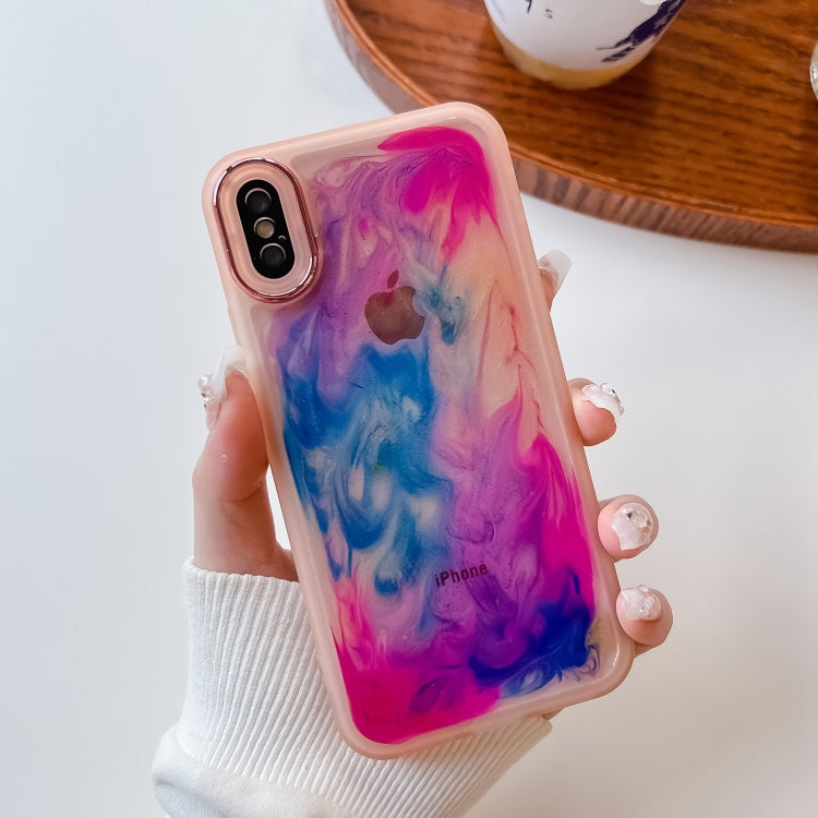 For iPhone XS Max Oil Painting Electroplating TPU Phone Case(Pink) - More iPhone Cases by PMC TechLife | Online Shopping South Africa | PMC TechLife