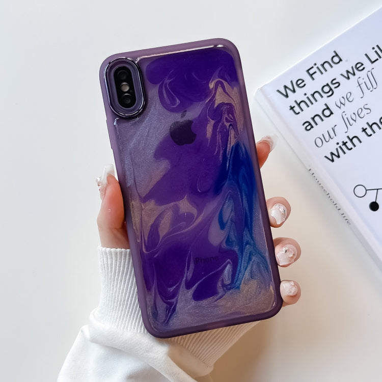 For iPhone XS Max Oil Painting Electroplating TPU Phone Case(Purple) - More iPhone Cases by PMC TechLife | Online Shopping South Africa | PMC TechLife