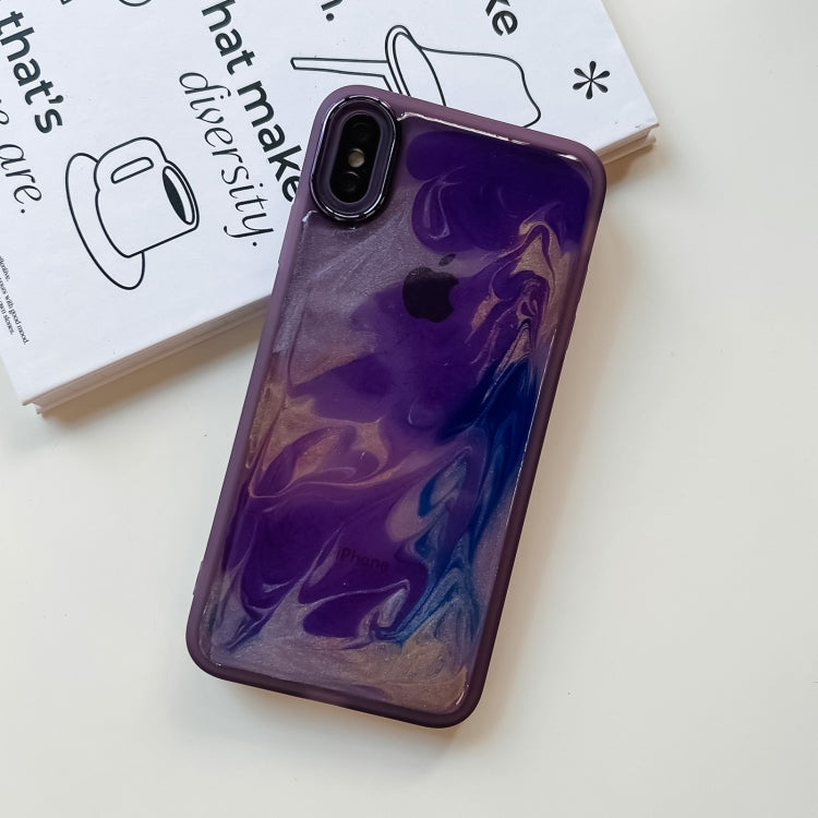For iPhone XS Max Oil Painting Electroplating TPU Phone Case(Purple) - More iPhone Cases by PMC TechLife | Online Shopping South Africa | PMC TechLife