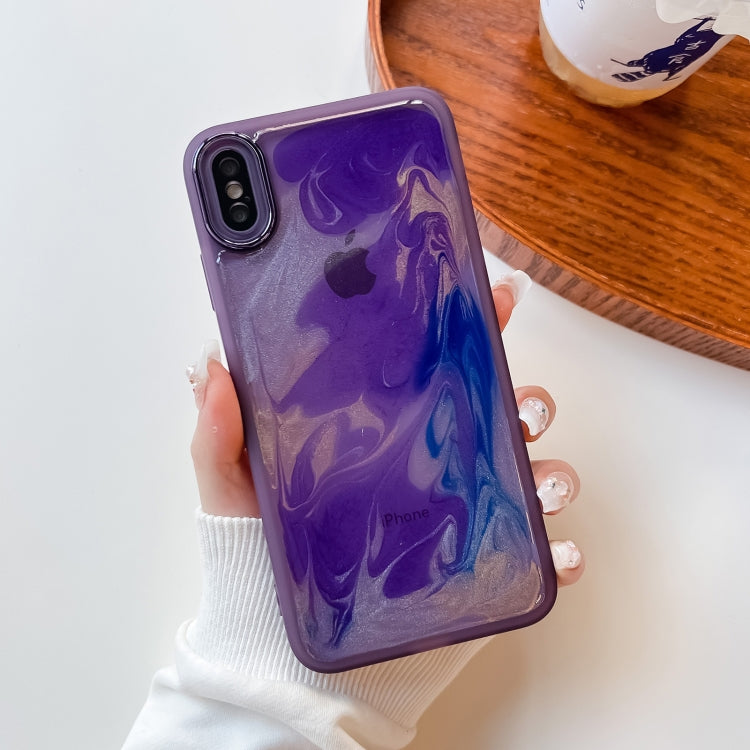 For iPhone XS Max Oil Painting Electroplating TPU Phone Case(Purple) - More iPhone Cases by PMC TechLife | Online Shopping South Africa | PMC TechLife