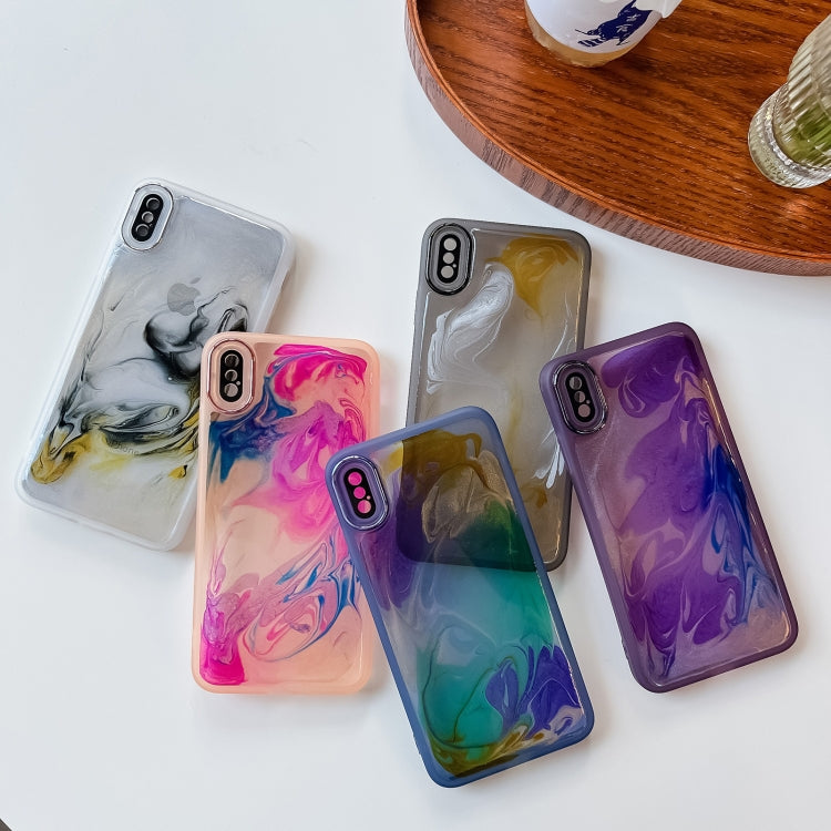 For iPhone XS Max Oil Painting Electroplating TPU Phone Case(Purple) - More iPhone Cases by PMC TechLife | Online Shopping South Africa | PMC TechLife
