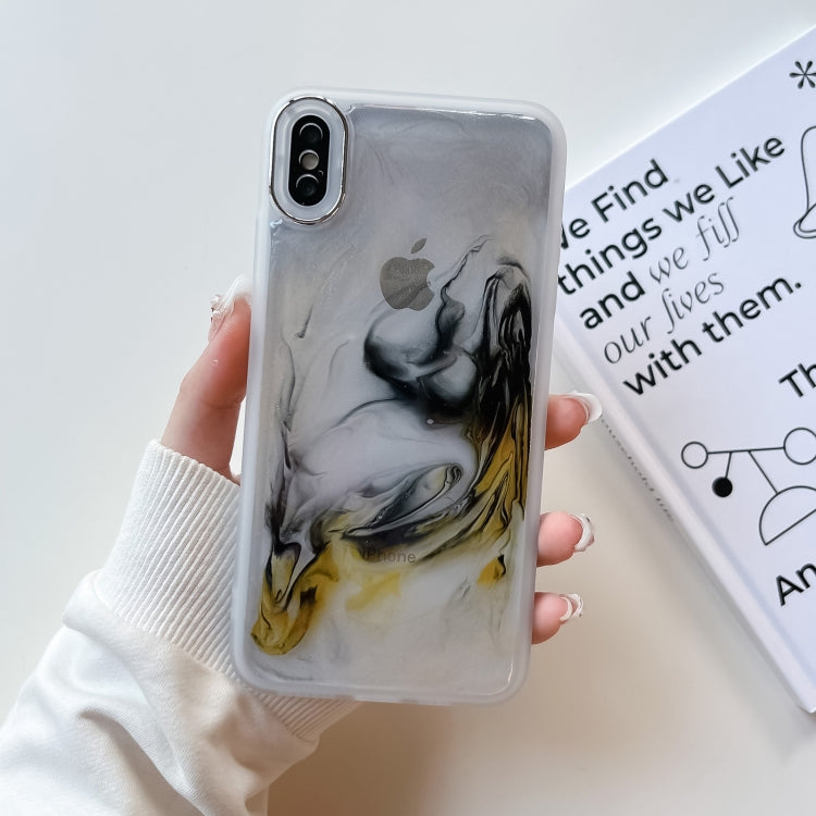 For iPhone XS Max Oil Painting Electroplating TPU Phone Case(White) - More iPhone Cases by PMC TechLife | Online Shopping South Africa | PMC TechLife