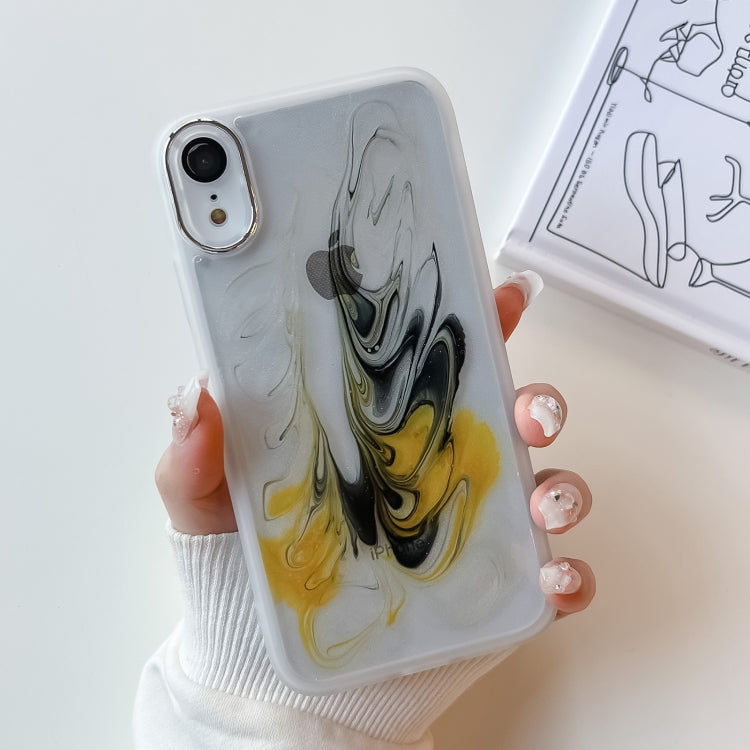 For iPhone XR Oil Painting Electroplating TPU Phone Case(White) - More iPhone Cases by PMC TechLife | Online Shopping South Africa | PMC TechLife