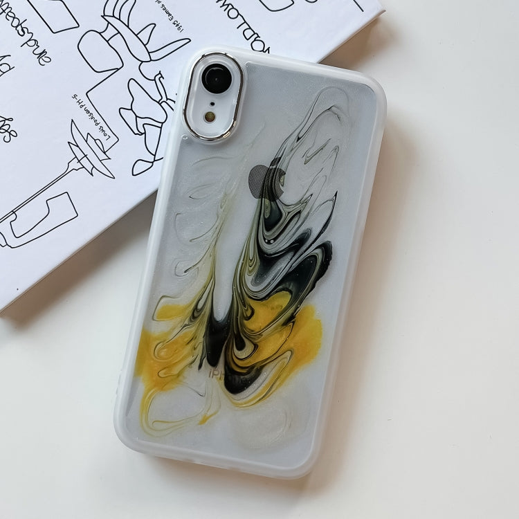 For iPhone XR Oil Painting Electroplating TPU Phone Case(White) - More iPhone Cases by PMC TechLife | Online Shopping South Africa | PMC TechLife