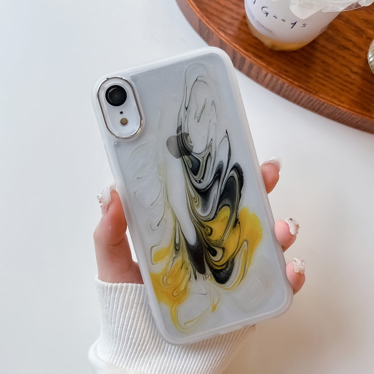 For iPhone XR Oil Painting Electroplating TPU Phone Case(White) - More iPhone Cases by PMC TechLife | Online Shopping South Africa | PMC TechLife