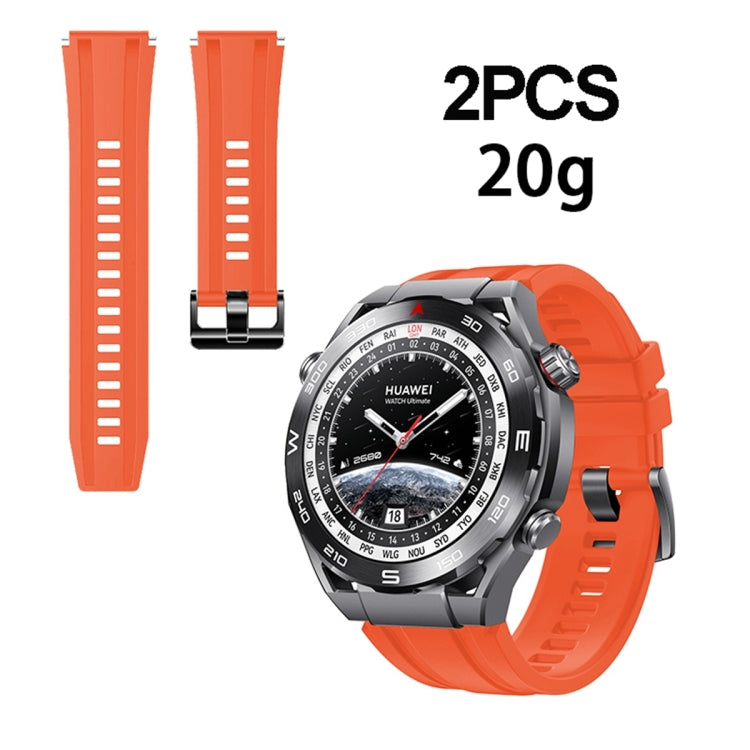 2pcs Regular Style For Huawei Watch Ultimate Silicone Replacement Watch Band(Orange) -  by PMC TechLife | Online Shopping South Africa | PMC TechLife