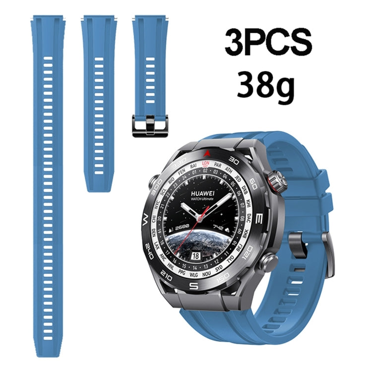 3pcs Longer Style For Huawei Watch Ultimate Silicone Replacement Watch Band(Navy Blue) -  by PMC TechLife | Online Shopping South Africa | PMC TechLife