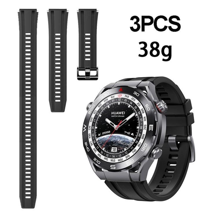 3pcs Longer Style For Huawei Watch Ultimate Silicone Replacement Watch Band(Black) -  by PMC TechLife | Online Shopping South Africa | PMC TechLife