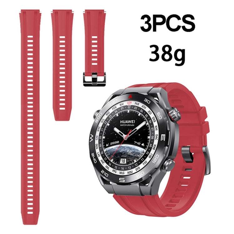 3pcs Longer Style For Huawei Watch Ultimate Silicone Replacement Watch Band(Red) -  by PMC TechLife | Online Shopping South Africa | PMC TechLife