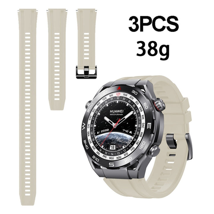 3pcs Longer Style For Huawei Watch Ultimate Silicone Replacement Watch Band(Starlight Color) - Watch Bands by PMC TechLife | Online Shopping South Africa | PMC TechLife