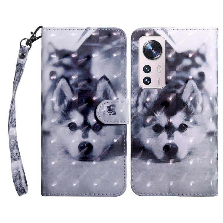 For Xiaomi 12 Pro 3D Painted Pattern Leather Phone Case(Husky) - free shipping - PMC TechLife - Order now!
