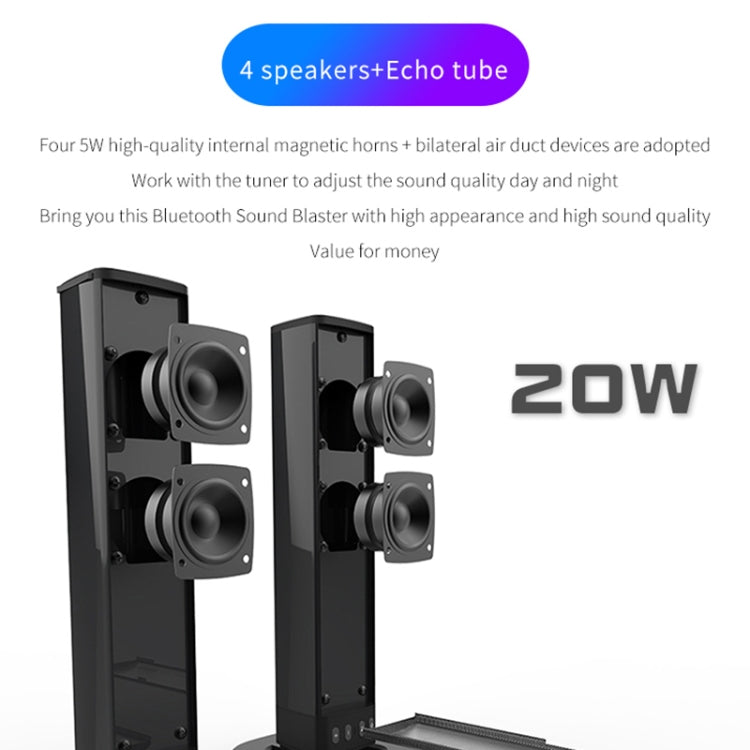 BS-36 20W Multi-Function 3D Stereo Surround Bluetooth Speaker Subwoofer Soundbar(Black) - Desktop Speaker by PMC TechLife | Online Shopping South Africa | PMC TechLife