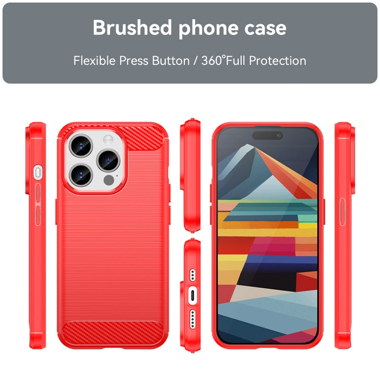 For iPhone 15 Pro Brushed Texture Carbon Fiber TPU Phone Case(Red) - free shipping - PMC TechLife - Order now!
