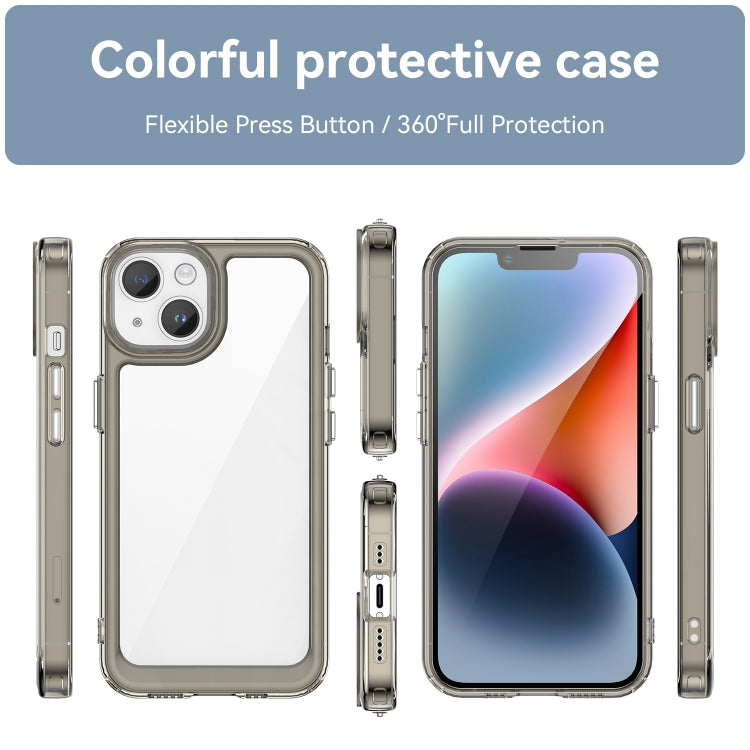 For iPhone 15 Colorful Series Acrylic + TPU Phone Case(Transparent Grey) - iPhone 15 Cases by PMC TechLife | Online Shopping South Africa | PMC TechLife
