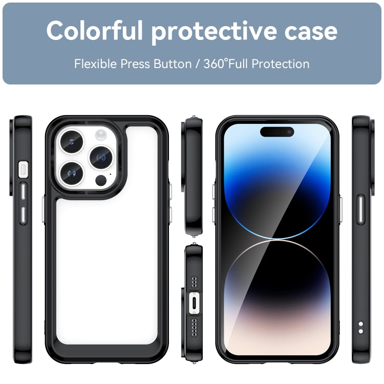 For iPhone 15 Pro Colorful Series Acrylic + TPU Phone Case(Black) - iPhone 15 Pro Cases by PMC TechLife | Online Shopping South Africa | PMC TechLife