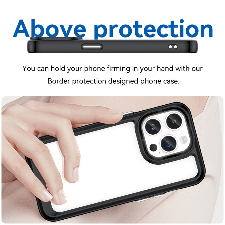 For iPhone 15 Pro Colorful Series Acrylic + TPU Phone Case(Black) - iPhone 15 Pro Cases by PMC TechLife | Online Shopping South Africa | PMC TechLife