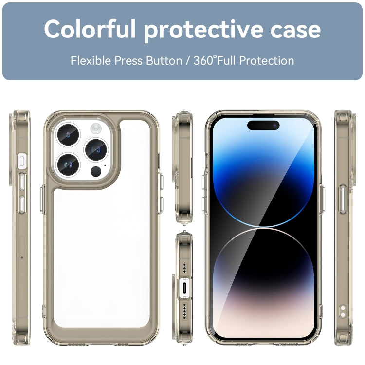 For iPhone 15 Pro Colorful Series Acrylic + TPU Phone Case(Transparent Grey) - iPhone 15 Pro Cases by PMC TechLife | Online Shopping South Africa | PMC TechLife