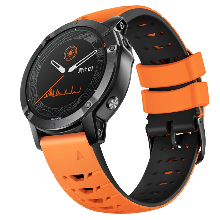 For Garmin Fenix 7 22mm Trapezoidal Quick Release Silicone Watch Band(Orange Black) -  by PMC TechLife | Online Shopping South Africa | PMC TechLife