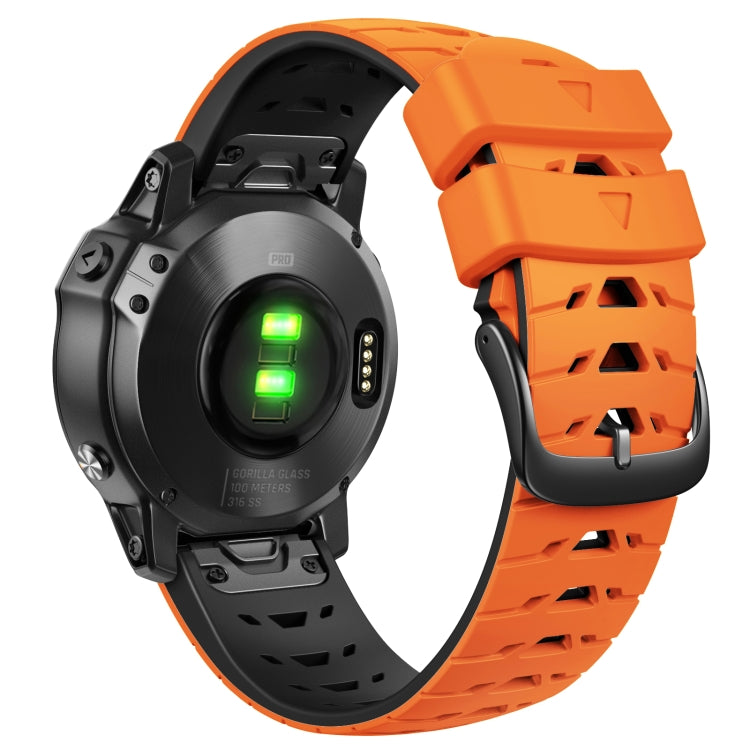 For Garmin Fenix 7 22mm Trapezoidal Quick Release Silicone Watch Band(Orange Black) -  by PMC TechLife | Online Shopping South Africa | PMC TechLife