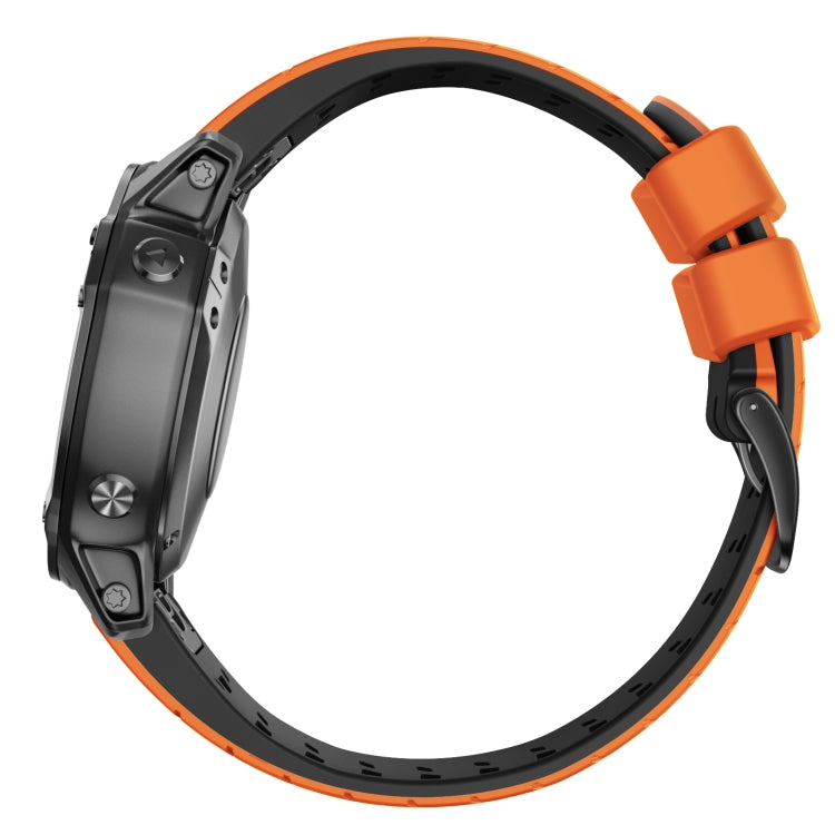 For Garmin Fenix 7 22mm Trapezoidal Quick Release Silicone Watch Band(Orange Black) -  by PMC TechLife | Online Shopping South Africa | PMC TechLife