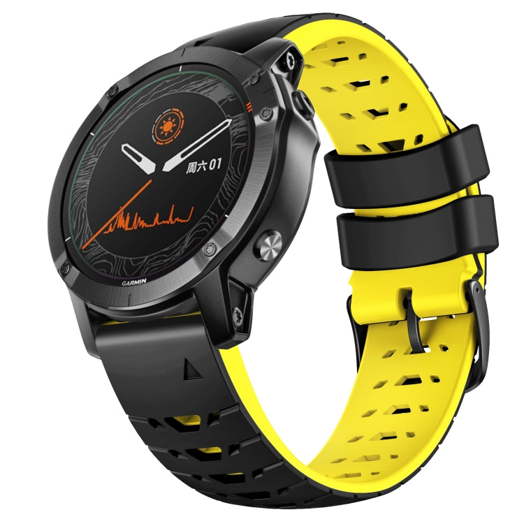 For Garmin Fenix 7 22mm Trapezoidal Quick Release Silicone Watch Band(Black Yellow) -  by PMC TechLife | Online Shopping South Africa | PMC TechLife