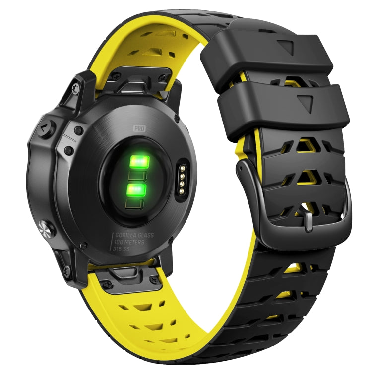For Garmin Fenix 7 22mm Trapezoidal Quick Release Silicone Watch Band(Black Yellow) -  by PMC TechLife | Online Shopping South Africa | PMC TechLife