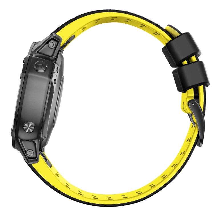 For Garmin Fenix 7 22mm Trapezoidal Quick Release Silicone Watch Band(Black Yellow) -  by PMC TechLife | Online Shopping South Africa | PMC TechLife