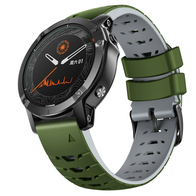 For Garmin Fenix 7 22mm Trapezoidal Quick Release Silicone Watch Band(Army Green Grey) -  by PMC TechLife | Online Shopping South Africa | PMC TechLife