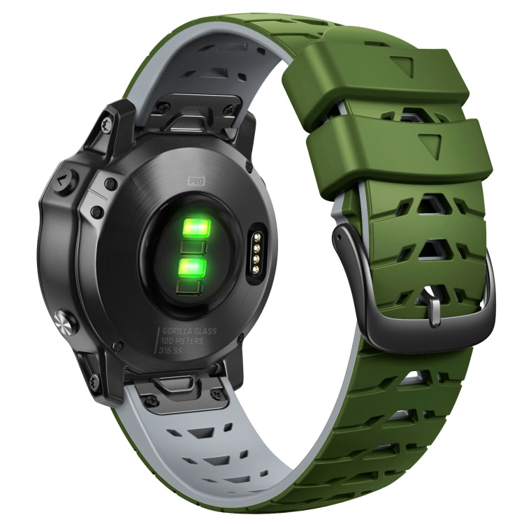 For Garmin Fenix 7 22mm Trapezoidal Quick Release Silicone Watch Band(Army Green Grey) -  by PMC TechLife | Online Shopping South Africa | PMC TechLife