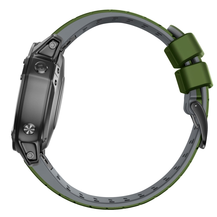 For Garmin Fenix 7 22mm Trapezoidal Quick Release Silicone Watch Band(Army Green Grey) -  by PMC TechLife | Online Shopping South Africa | PMC TechLife