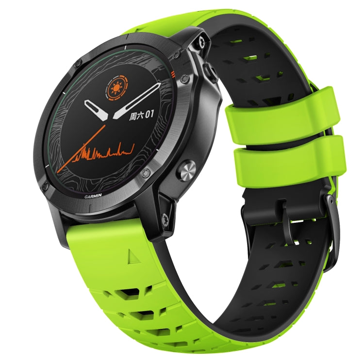 For Garmin Fenix 7 22mm Trapezoidal Quick Release Silicone Watch Band(Green Black) -  by PMC TechLife | Online Shopping South Africa | PMC TechLife