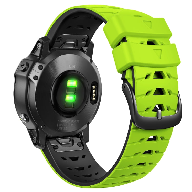 For Garmin Fenix 7 22mm Trapezoidal Quick Release Silicone Watch Band(Green Black) -  by PMC TechLife | Online Shopping South Africa | PMC TechLife
