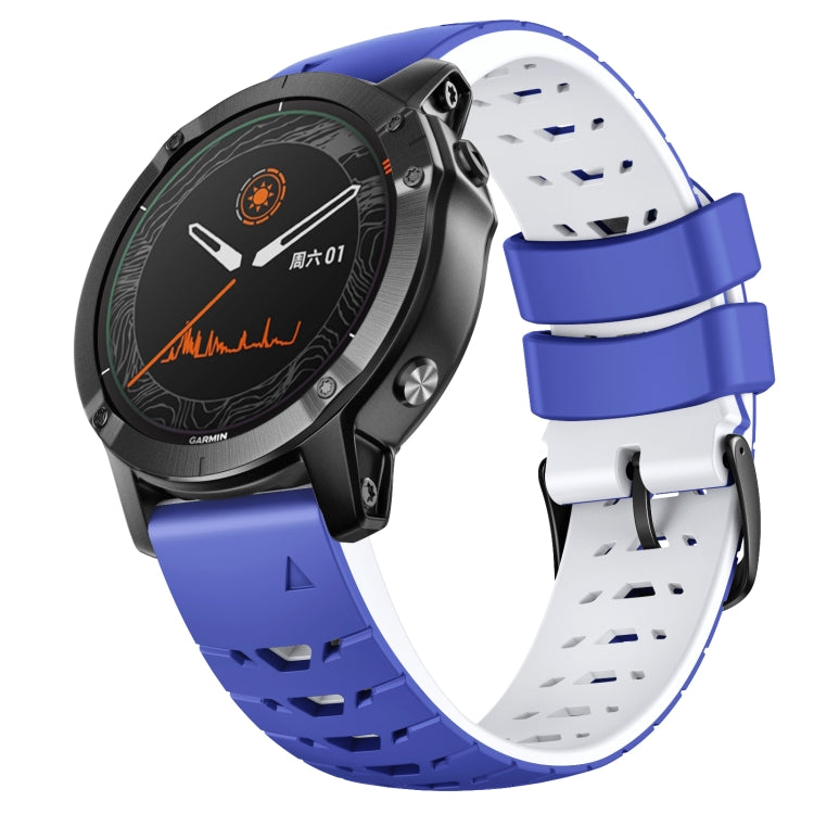 For Garmin Fenix 7 22mm Trapezoidal Quick Release Silicone Watch Band(Dark Blue White) -  by PMC TechLife | Online Shopping South Africa | PMC TechLife