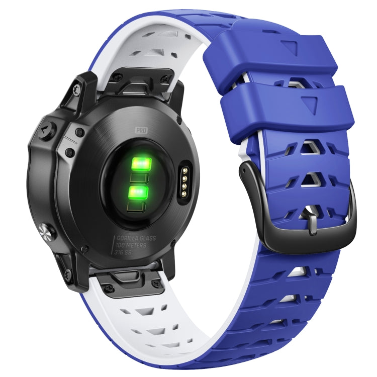 For Garmin Fenix 7 22mm Trapezoidal Quick Release Silicone Watch Band(Dark Blue White) -  by PMC TechLife | Online Shopping South Africa | PMC TechLife