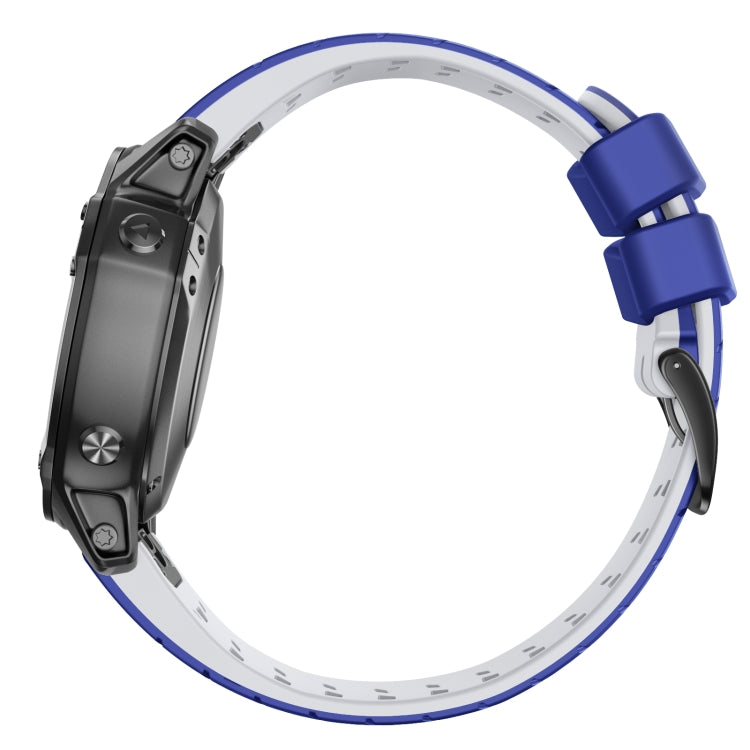 For Garmin Fenix 7 22mm Trapezoidal Quick Release Silicone Watch Band(Dark Blue White) -  by PMC TechLife | Online Shopping South Africa | PMC TechLife
